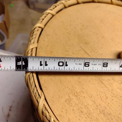 Large, Hand Woven Slat Wood Basket with Lid- Approx 11 3/4" in Diameter, 15 1/2" Tall