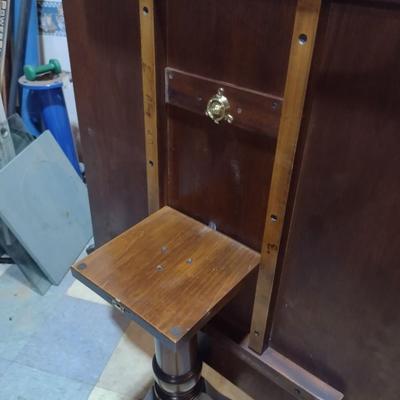 Mahogany Mixed Wood Inlay Tilt Top Table Large Sized on Castors