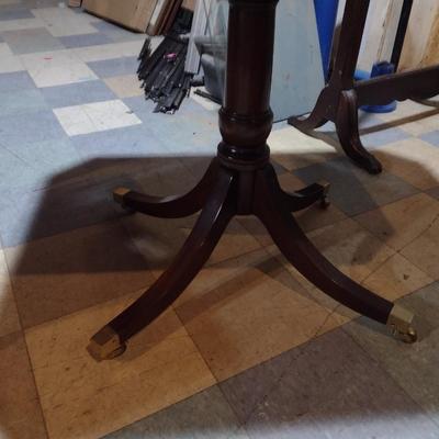 Mahogany Mixed Wood Inlay Tilt Top Table Large Sized on Castors