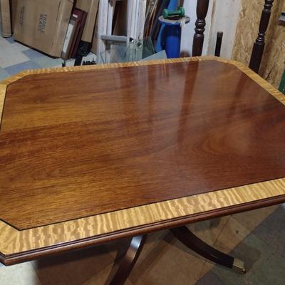 Mahogany Mixed Wood Inlay Tilt Top Table Large Sized on Castors