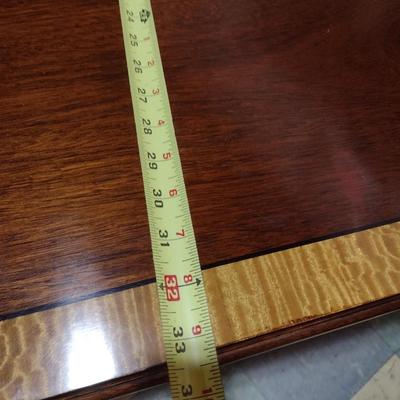 Mahogany Mixed Wood Inlay Tilt Top Table Large Sized on Castors