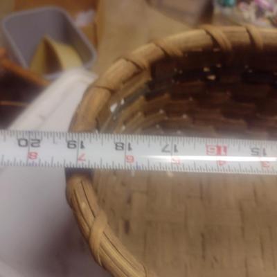 Hand Woven Slat Wood Stair Step Basket