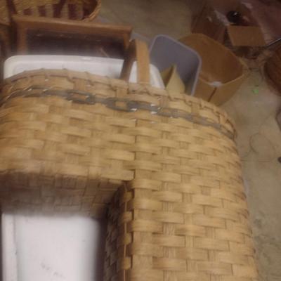 Hand Woven Slat Wood Stair Step Basket