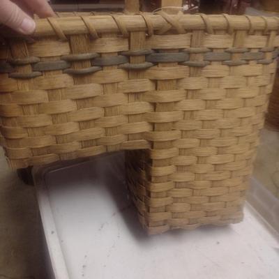 Hand Woven Slat Wood Stair Step Basket