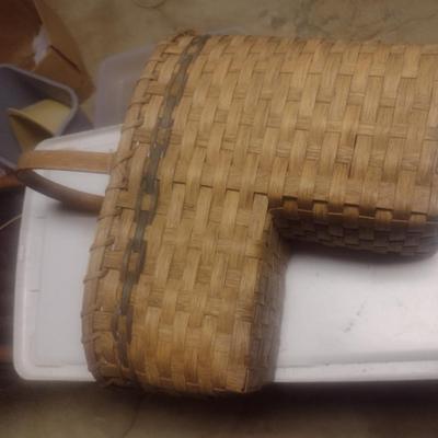 Hand Woven Slat Wood Stair Step Basket