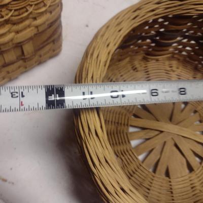 Pair of Hand Woven Baskets with Hand Painted Rabbit/Easter Theme