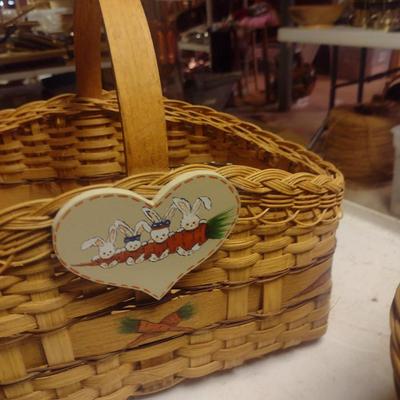 Pair of Hand Woven Baskets with Hand Painted Rabbit/Easter Theme