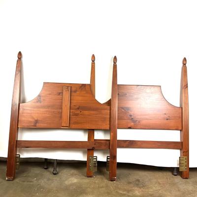 Lot 1037 Pair Pine Twin Beds - Headboards & Frames