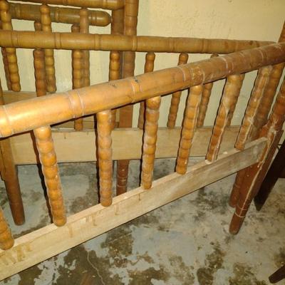 Pair of Solid Turned Wood Twin Sized Bed Frames Head and Foot Board