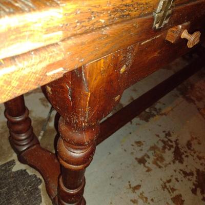 Antique Worktable with Flip Leaf Extensions