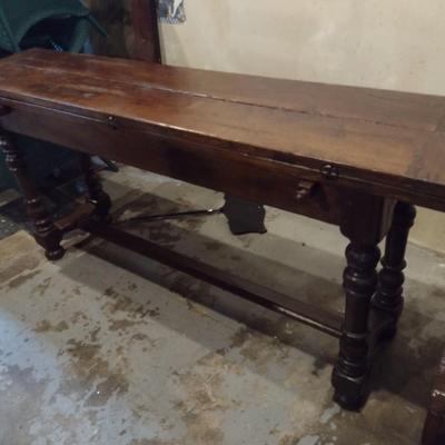 Antique Worktable with Flip Leaf Extensions
