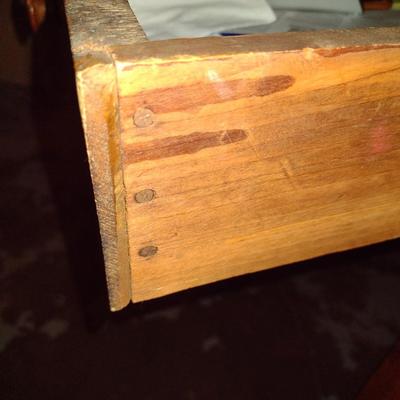 Vintage Solid Wood Knee Hole Desk with Upholstered Cover