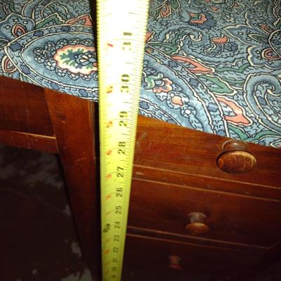 Vintage Solid Wood Knee Hole Desk with Upholstered Cover