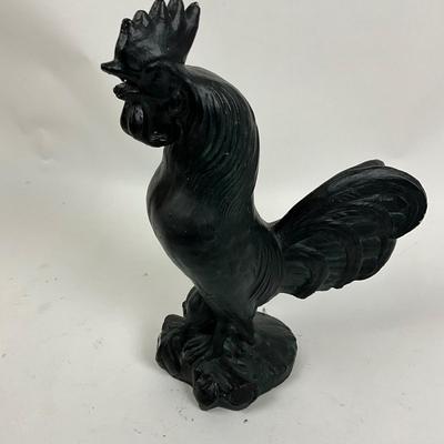 Lot 1050 Black Rooster Yard Art Cast Concrete