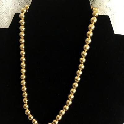 Gold Tone Metal Beaded Necklace