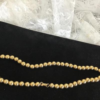 Gold Tone Metal Beaded Necklace
