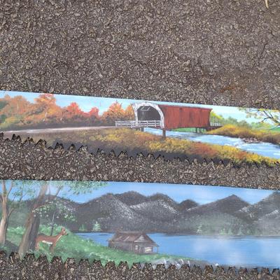 Pair of Hand Painted Crosscut Saws