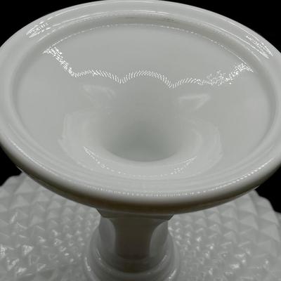 WESTMORELAND ~ Vtg. English Hobnail White Milk Glass Footed Candy Dish