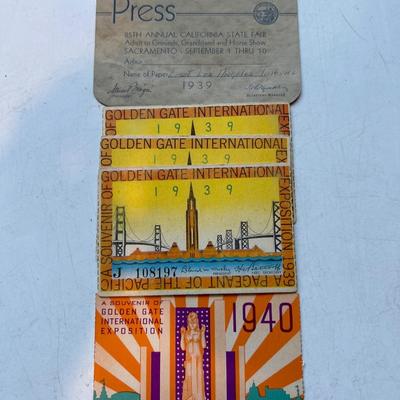 1939 state fair and Golden gate exposition items