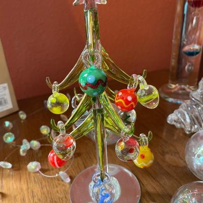 L71- Galileo Thermometer, glass tree/ornaments, other glass itrms