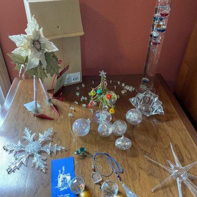 L71- Galileo Thermometer, glass tree/ornaments, other glass itrms