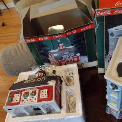 Pair of Coca-Cola Christmas Village Houses