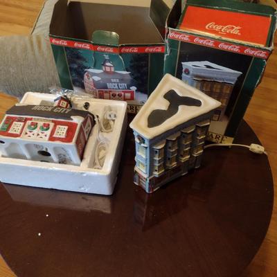 Pair of Coca-Cola Christmas Village Houses