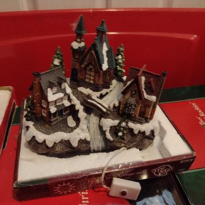 Collection of Christmas Decor- Village Houses and Ceramic Deer (#1)