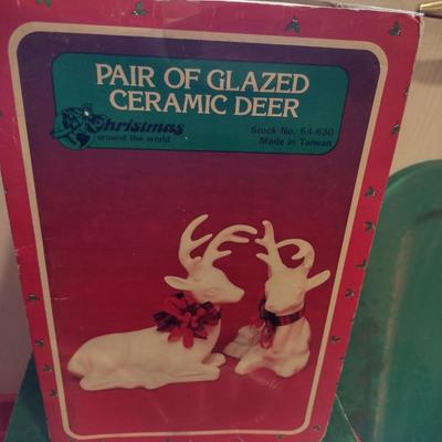Collection of Christmas Decor- Village Houses and Ceramic Deer (#1)