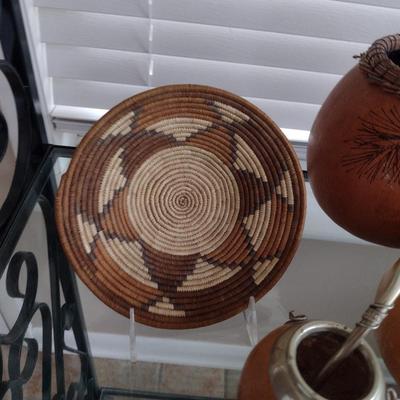 Collection of Home Decor- Carved Gourds, Candle Holder, Clock, etc