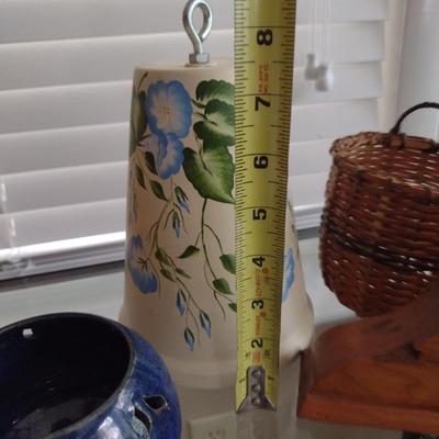 Collection of Home Decor- Carved Gourds, Candle Holder, Clock, etc