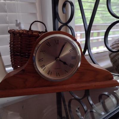 Collection of Home Decor- Carved Gourds, Candle Holder, Clock, etc