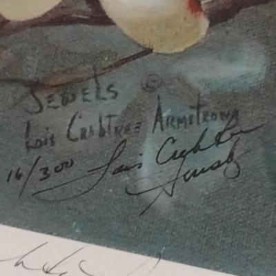 Lois Crabtree Armstrong "Jewels" Framed Cardinal and Dogwood Theme Art- Numbered and Signed by Artist