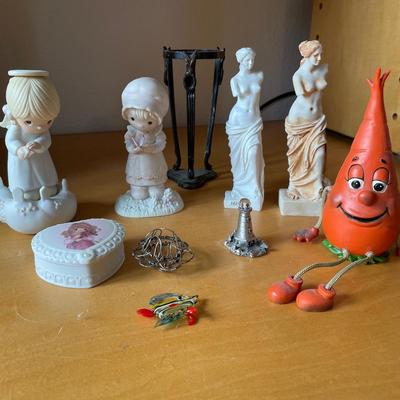 L75- Precious moments, glass fish, statues