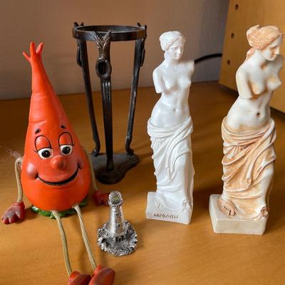 L75- Precious moments, glass fish, statues