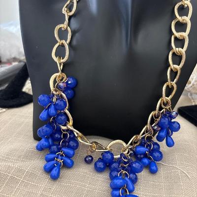 Mocha Blue fashion necklace and earrings