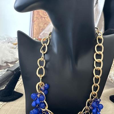 Mocha Blue fashion necklace and earrings