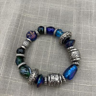 European Style Charm Bead Bracelet Glass Blue
