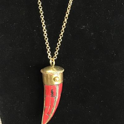 Red Inlay Tribal Necklace