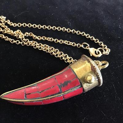 Red Inlay Tribal Necklace