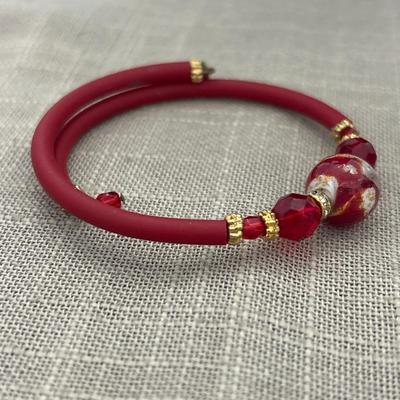Handmade Murano Style Red Art Glass Made in Italy Bracelet