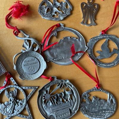 C7- Pewter and gold tone ornaments