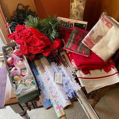C8- tablecloths, tree decor
