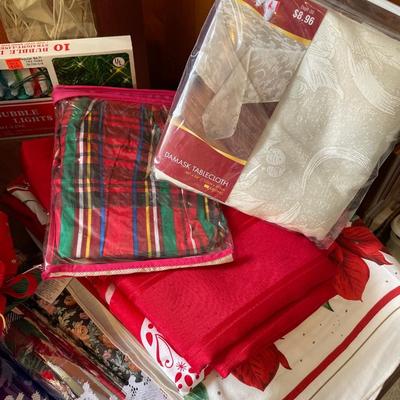 C8- tablecloths, tree decor