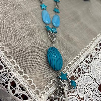 Blue charms and dangle accessories necklace