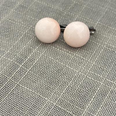 Light pink circle clip on earrings