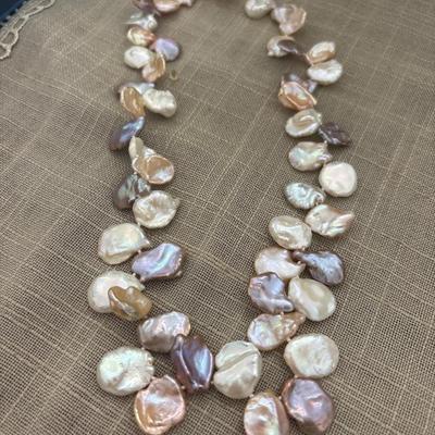 Freshwater Petal Pearl w/ Sterling 925 & Quartz Accents Necklace