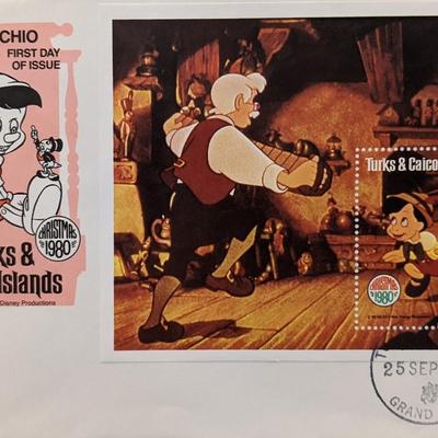 Turks & Caicos 1980 Pinocchio Souvenir First Day Cover