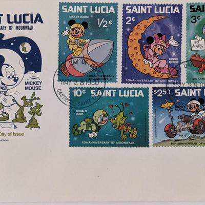 St. Lucia 1980  Disney Space Scenes First Day Cover