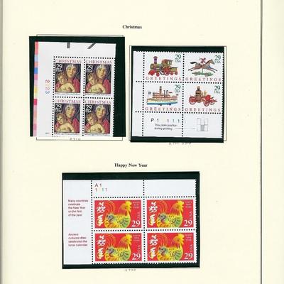 1992 US stamp collector sheet featuring Christmas and New Year's stamps